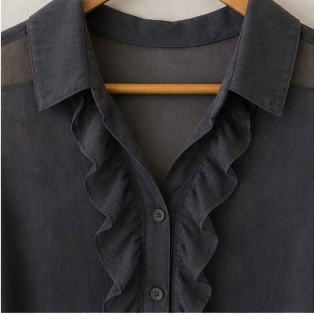 Charcoal Ruffle Blouse - Picture 4 of 6